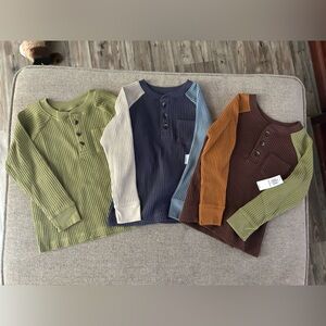 Colorful Waffle Knit Long Sleeve Shirts